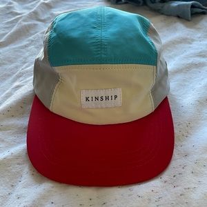 Kinship Cap Co kids 5-panel camp hat, blue white red